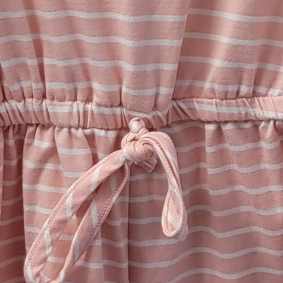 btween Striped Cold Shoulder Romper Short Sleeves Pink White Size 10 - Picture 7 of 15
